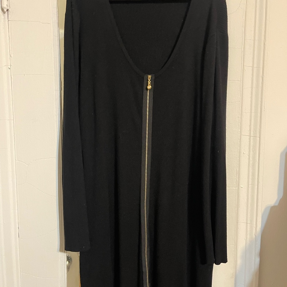 Fashion to Figure Black Long Sleeve Dress with Gold Zipper